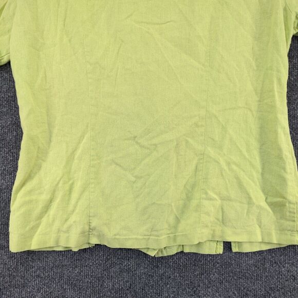 AKC Women's Button Up Shirt Green Large Short Sleeve Embroidered Shoulder Pads - Picture 9 of 14